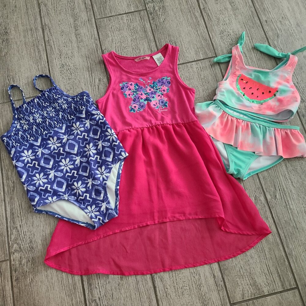Guess Kids, OshKosh, bMagical Toddler Dress and Swimsuit Bundle Pink Blue 4T